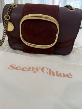 See by Chloé Hopper Crossbody bag suede leather burgundy